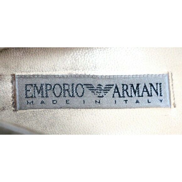 EMPORIO ARMANI PEARL BEIGE CROCO GENUINE LEATHER HIGH HEEL PUMP SHOES 38.5 8.5 - Picture 10 of 10